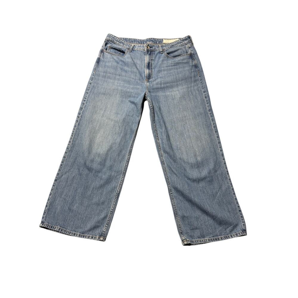Rag & Bone Lori Mid-Rise Crop Wide Leg Jeans Womens 31 Blue Medium Wash 5-Pocket - Picture 2 of 16